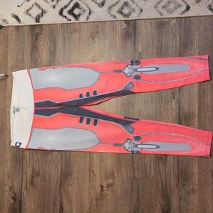 Grrrl Pink and Gray Robotic Leggings - Med/Large